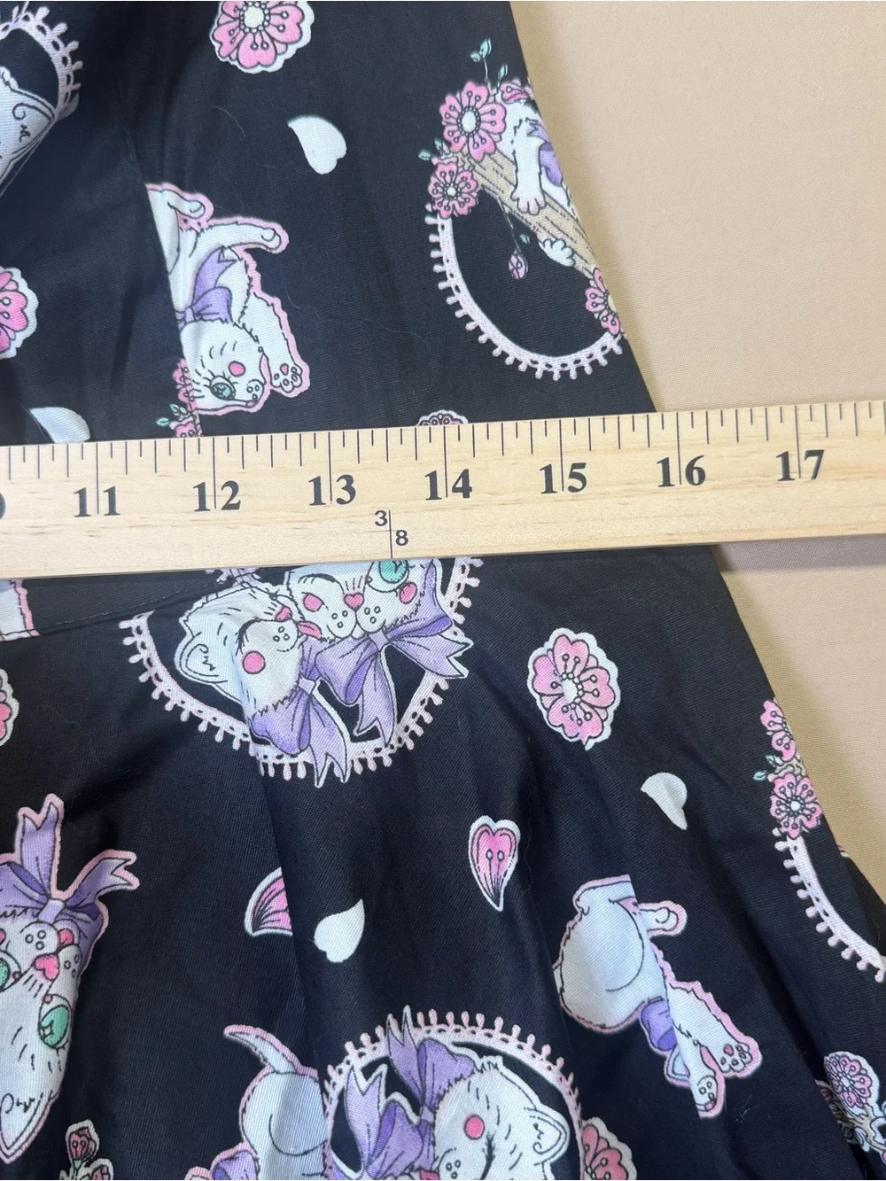 Hell Bunny Black Swing Dress with Pink and Cream Heart Motif